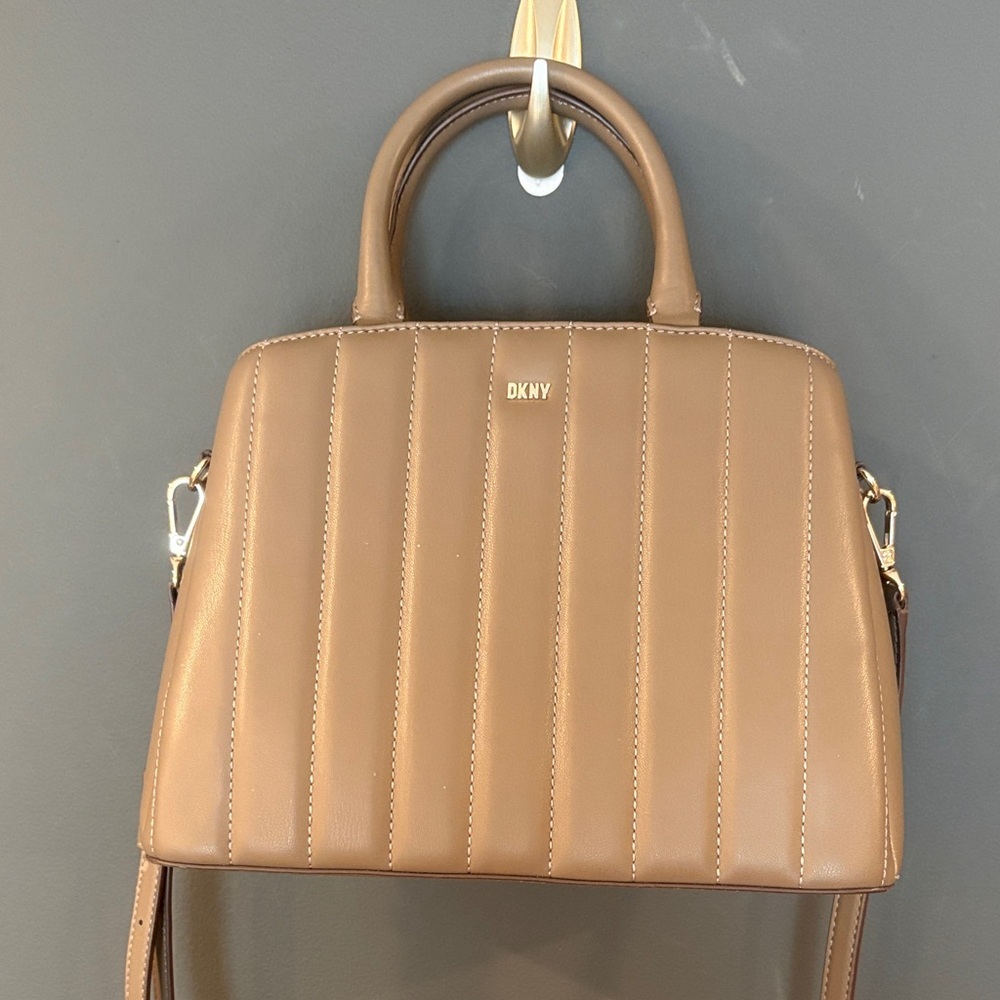 DKNY Brown Vertical Stitch Satchel